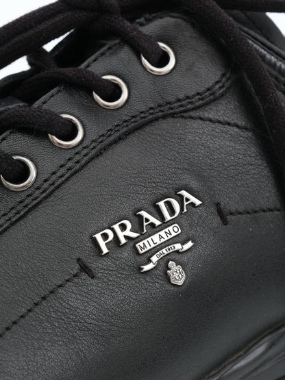 Excellent Prada Black Leather Sneakers Size 36 for Women