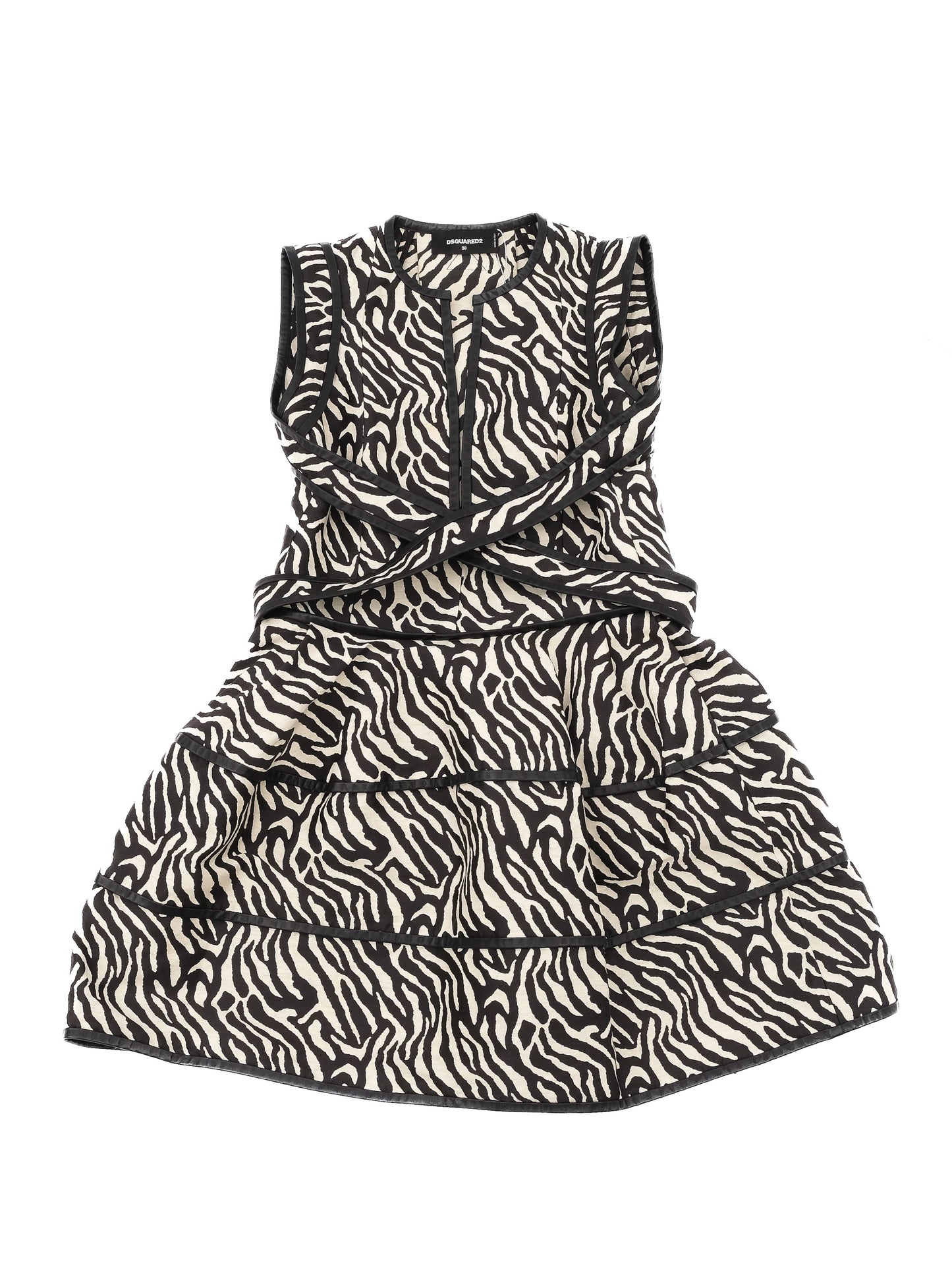 excellent dsquared2 sleeveless dress zebra print size s made in italy