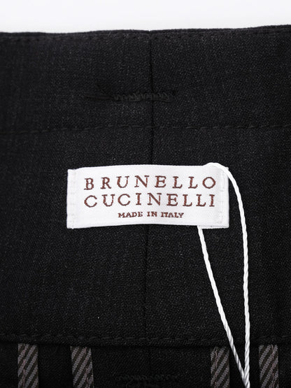 Perfect Brunello Cucinelli Black Wool Pants Size S with Belt