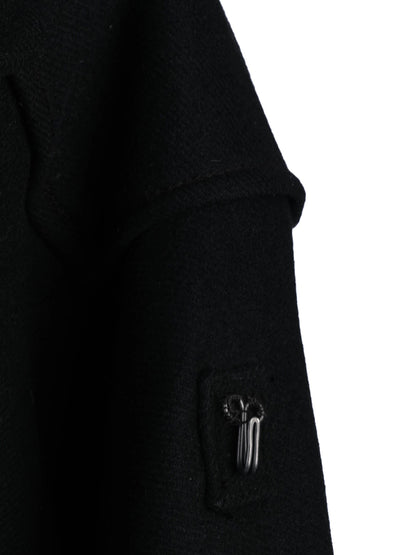 Excellent Bottega Veneta Black Wool Coat with Belt Size M