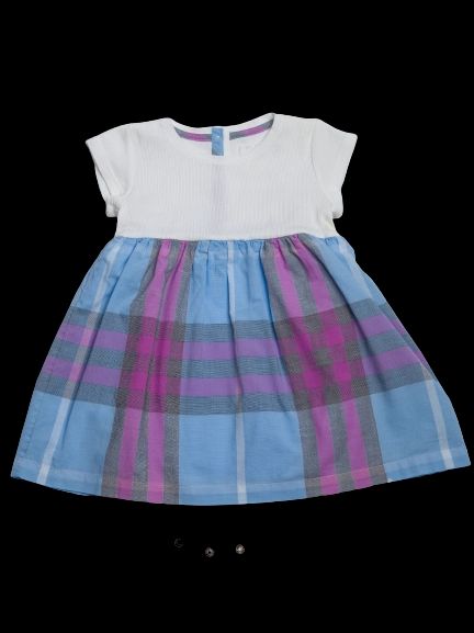 Good Burberry White Cotton Baby Dress Size 2 Plaid Pattern