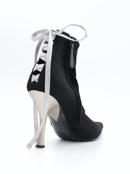 Vicini Black High-Heeled Shoes Size 38 with Lace-Up Detail