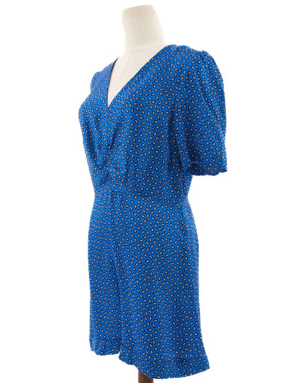 Excellent Maje Blue V-Neck Short-Sleeve Dress Size M