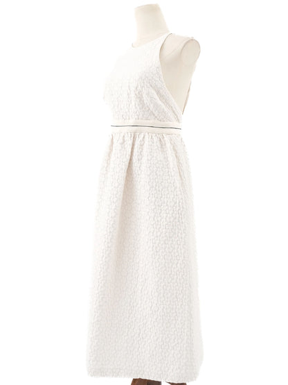 Excellent Tara Jarmon White Viscose Sleeveless Dress Size M