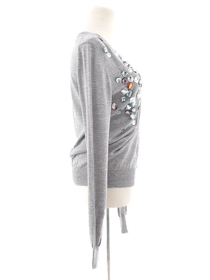 Excellent Burberry Gray Wool Sweater XS with Multicolored Embellishments