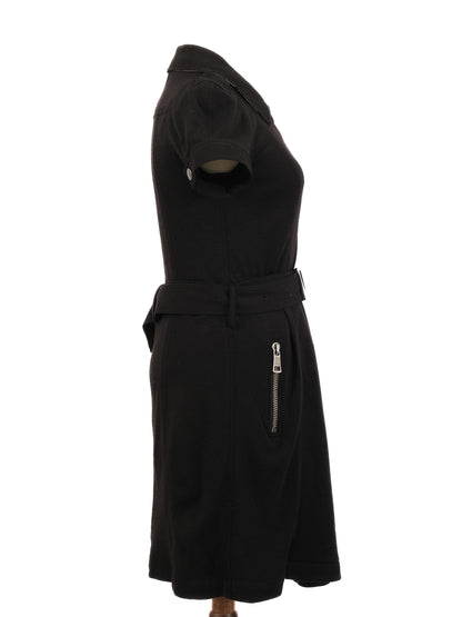Excellent Burberry Black Wool Dress Size S with Zipper Details