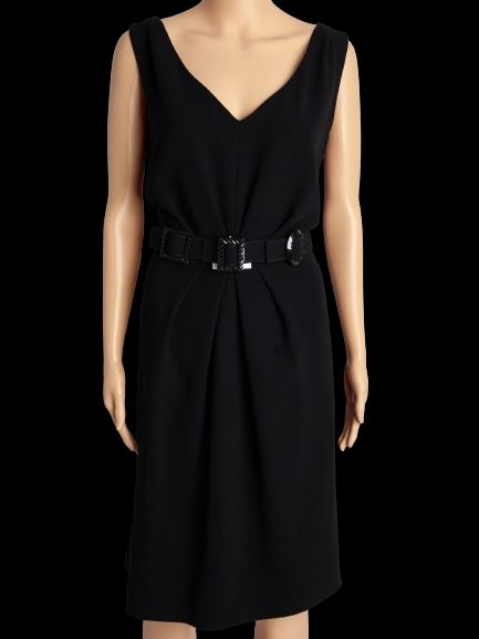 Good Moschino Black Sleeveless Dress XL V-Neckline with Belt