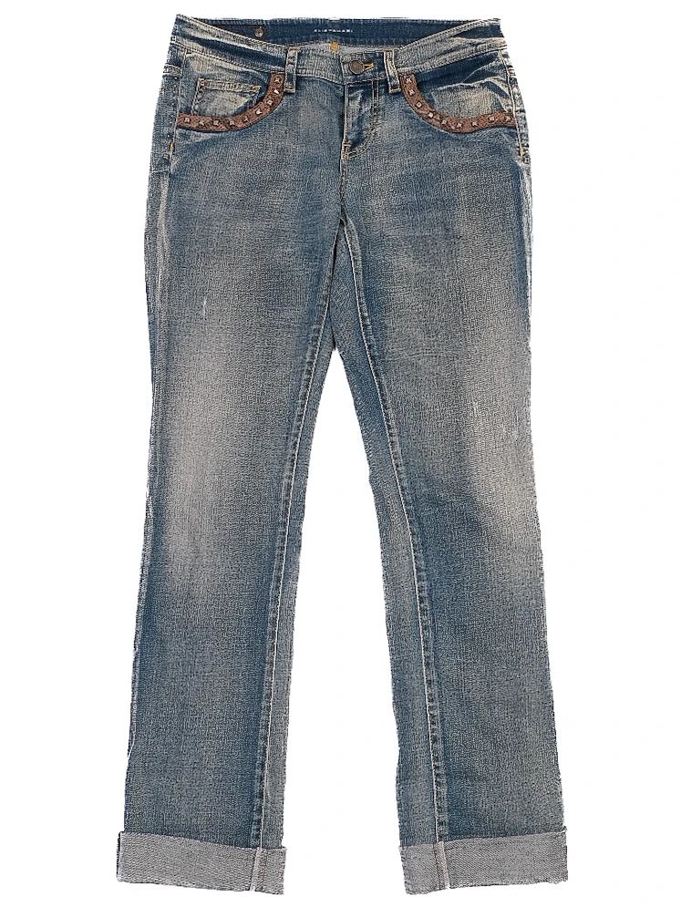 elie tahari blue denim jeans size m average condition
