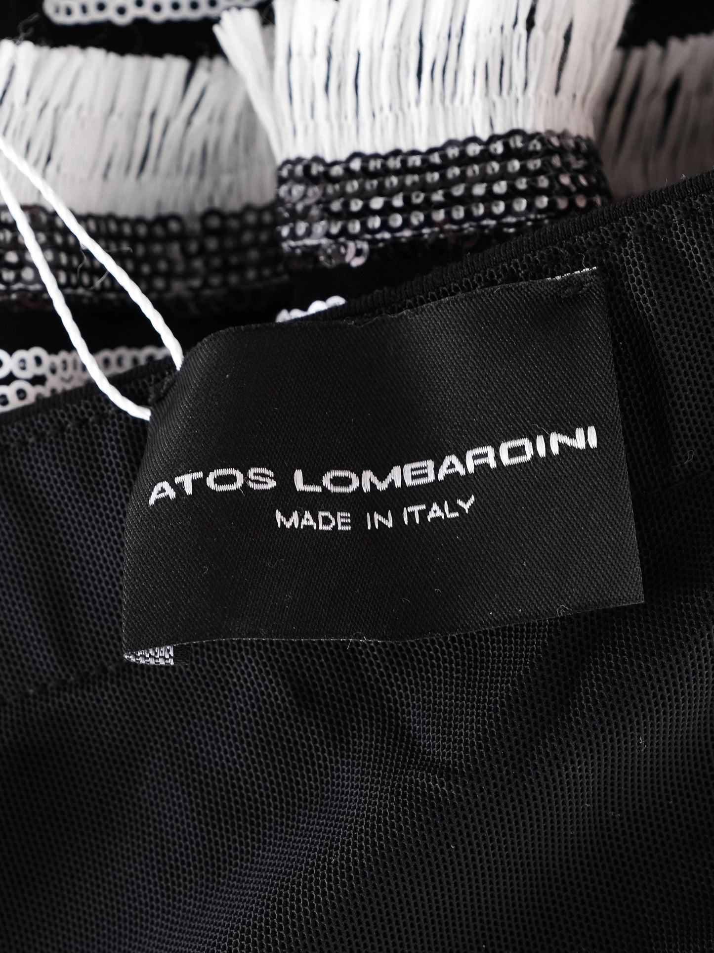 atos lombardini strapless dress black white size l excellent condition