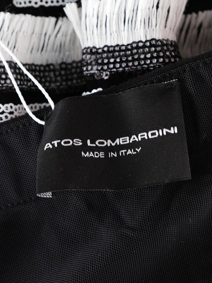 Atos Lombardini Strapless Dress Black White Size L Excellent Condition