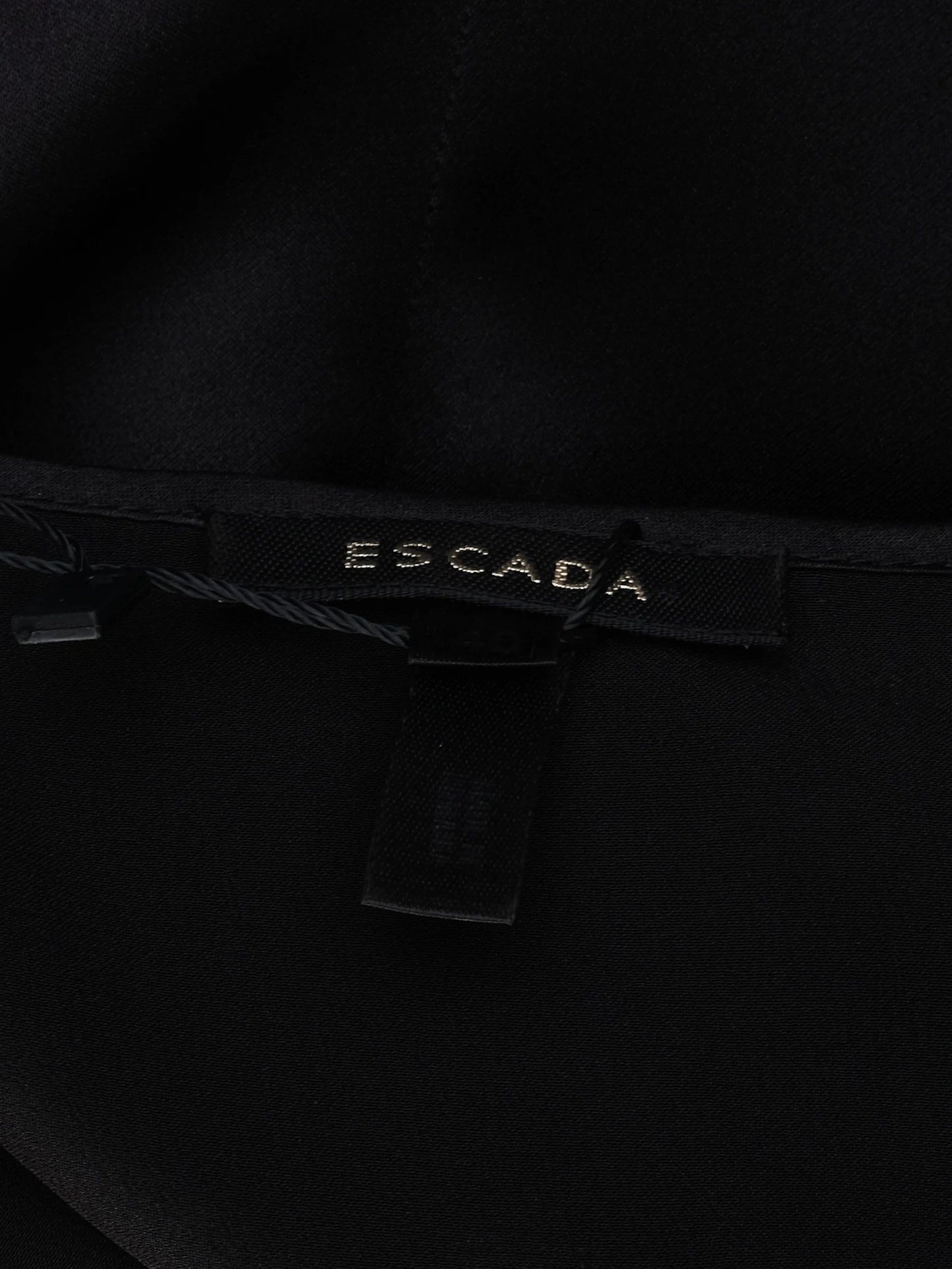 excellent escada black silk sleeveless blouse size m