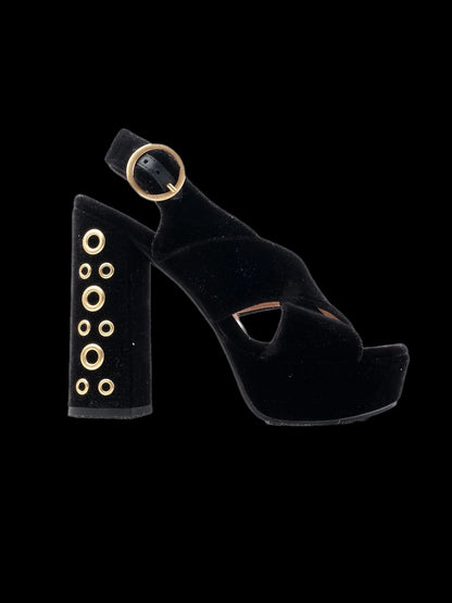 Excellent Pinko Black Leather High-Heeled Sandals Size 37