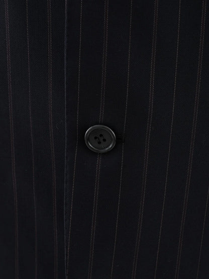 Excellent BRIONI Black Wool Pinstripe Suit Jacket Size XL