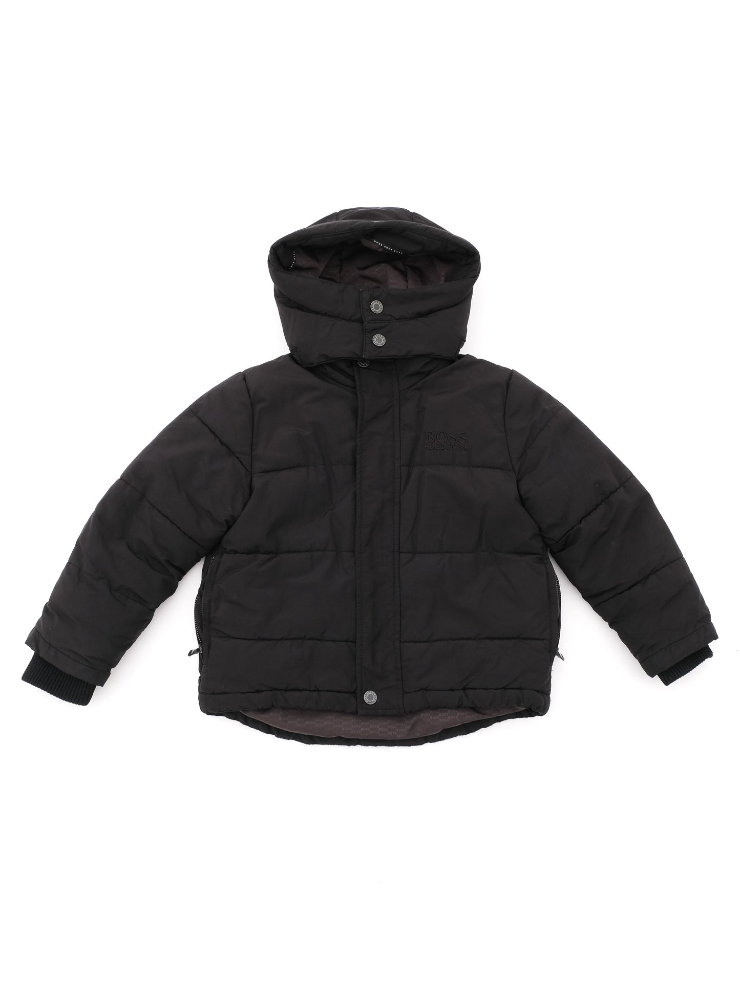 excellent hugo boss black padded jacket with hood for kids size 5