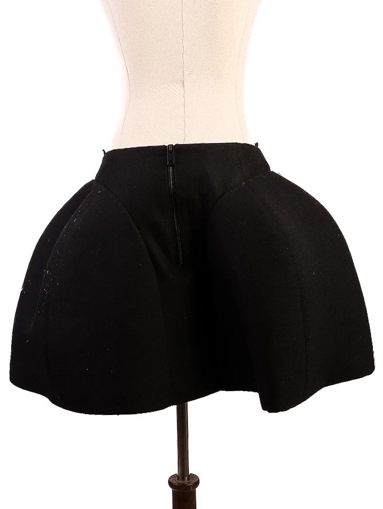 new vera wang black wool structured skirt size s