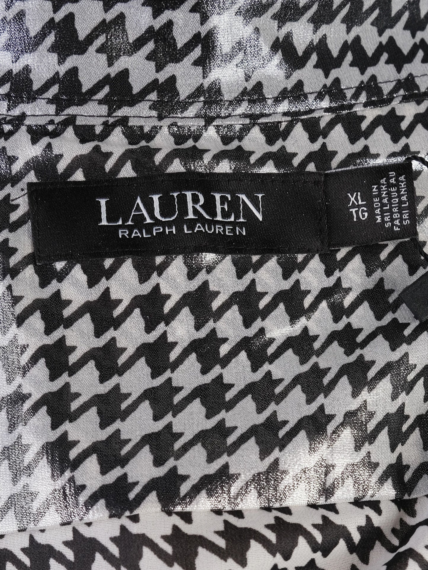 excellent ralph lauren houndstooth button-up shirt xl women