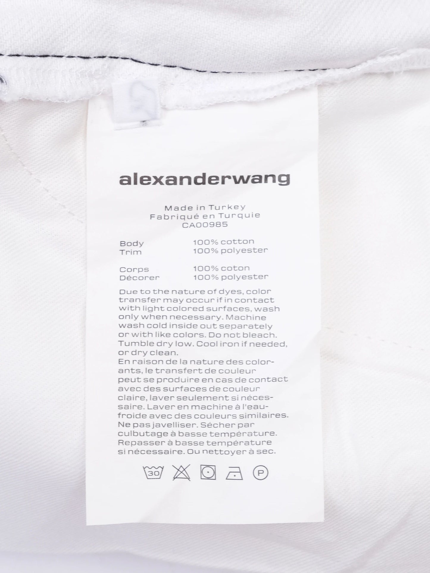 excellent alexander wang white cotton shorts with black detailing