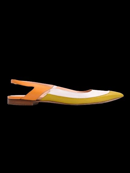 Good Rupert Sanderson Slingback Flats White Leather Size 38