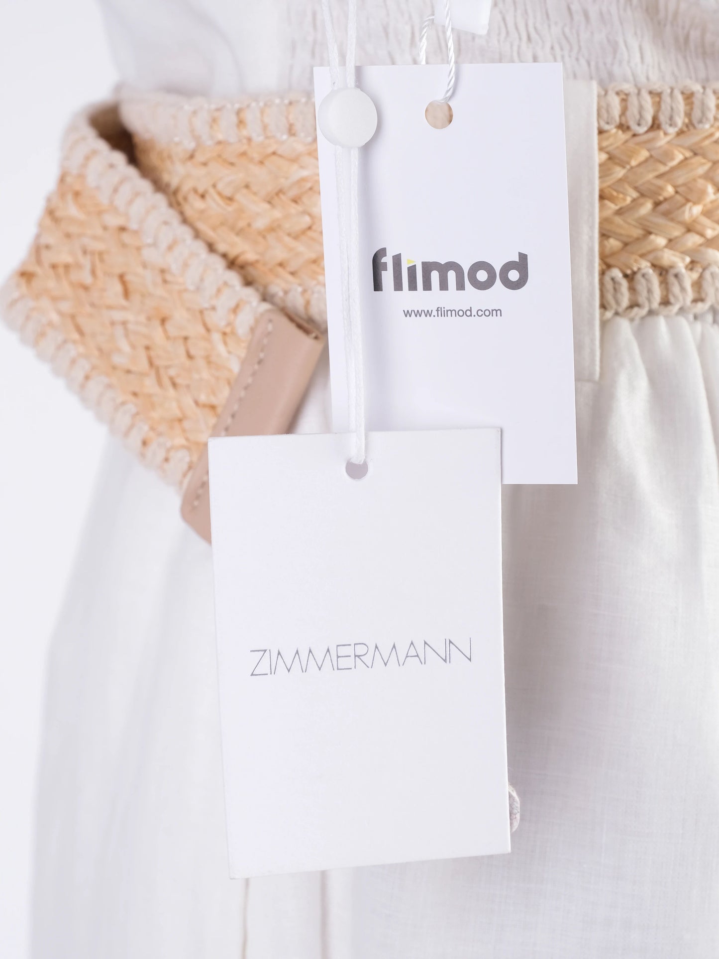 new zimmerman white strapless jumpsuit with woven belt
