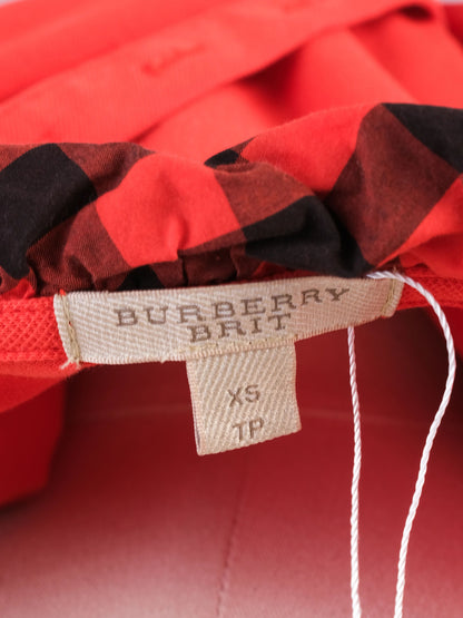 Excellent Burberry Red Short Sleeve Collared Shirt Size XS