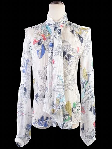 versace floral silk blouse excellent condition size n/a