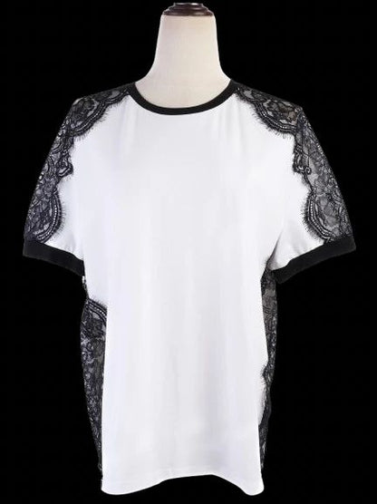 Excellent Pierre Cardin Women's T-Shirt Black Lace Detail Size L