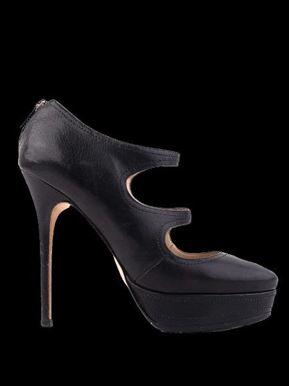 Average Jimmy Choo Black Leather High-Heeled Shoes Size 37.5