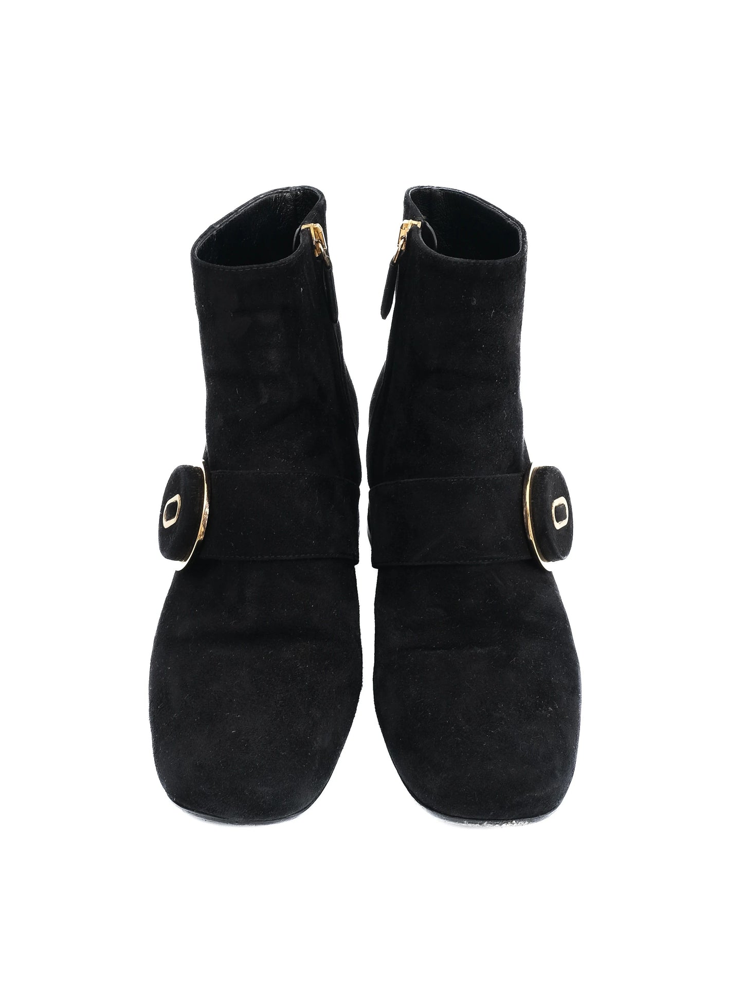 excellent prada black genuine suede ankle boots size 36.5
