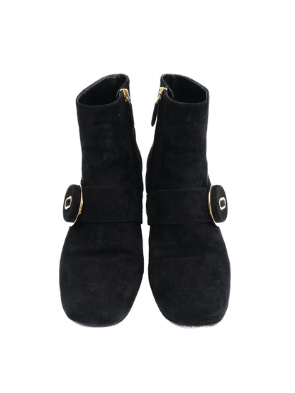 Excellent Prada Black Genuine Suede Ankle Boots Size 36.5