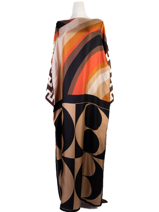 Perfect Erika Cavallini Silk Geometric Print Kaftan Dress