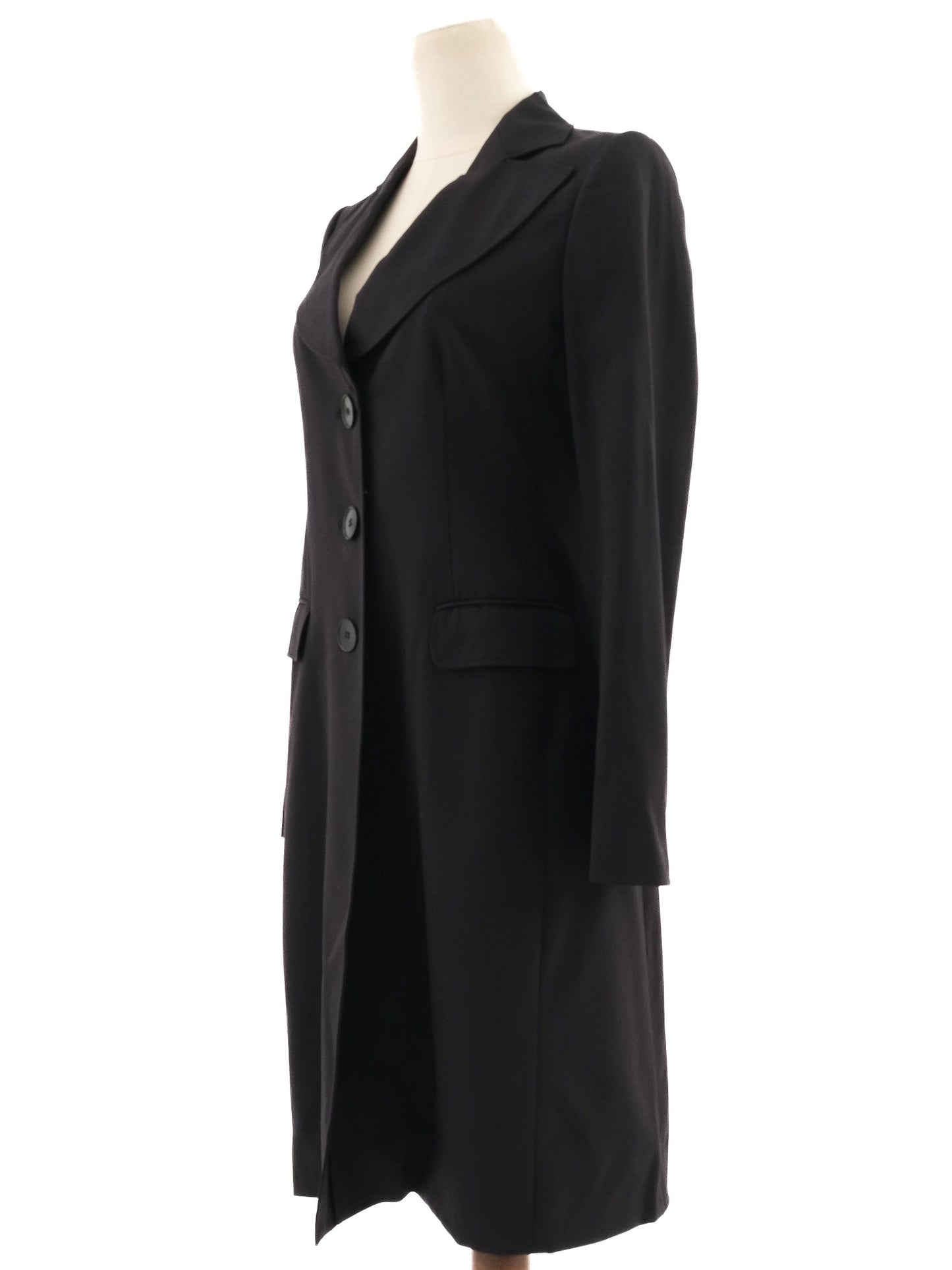 excellent emporio armani black wool womenõs coat size s