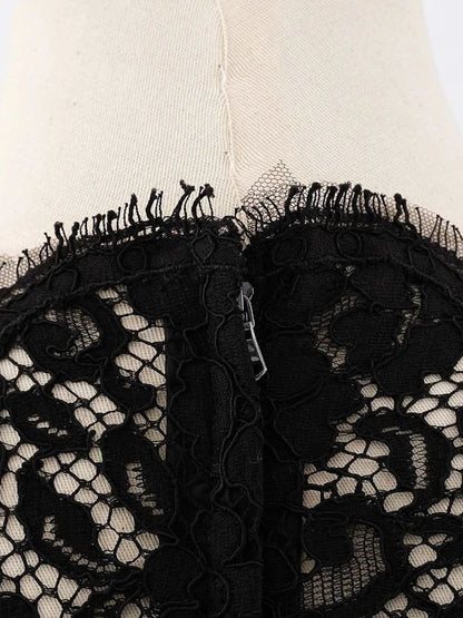 Perfect Dolce Gabbana Black Lace Dress Size L Floral Design