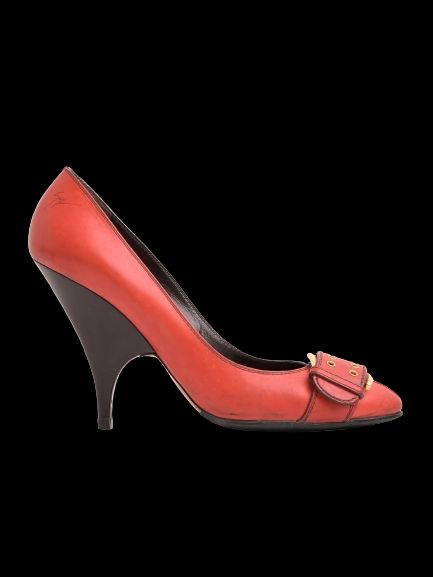 good giuseppe zanotti red leather high-heeled pumps with buckle detail