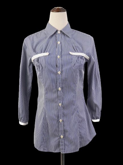 dsquared2 women's blue pinstripe button-down shirt size s
