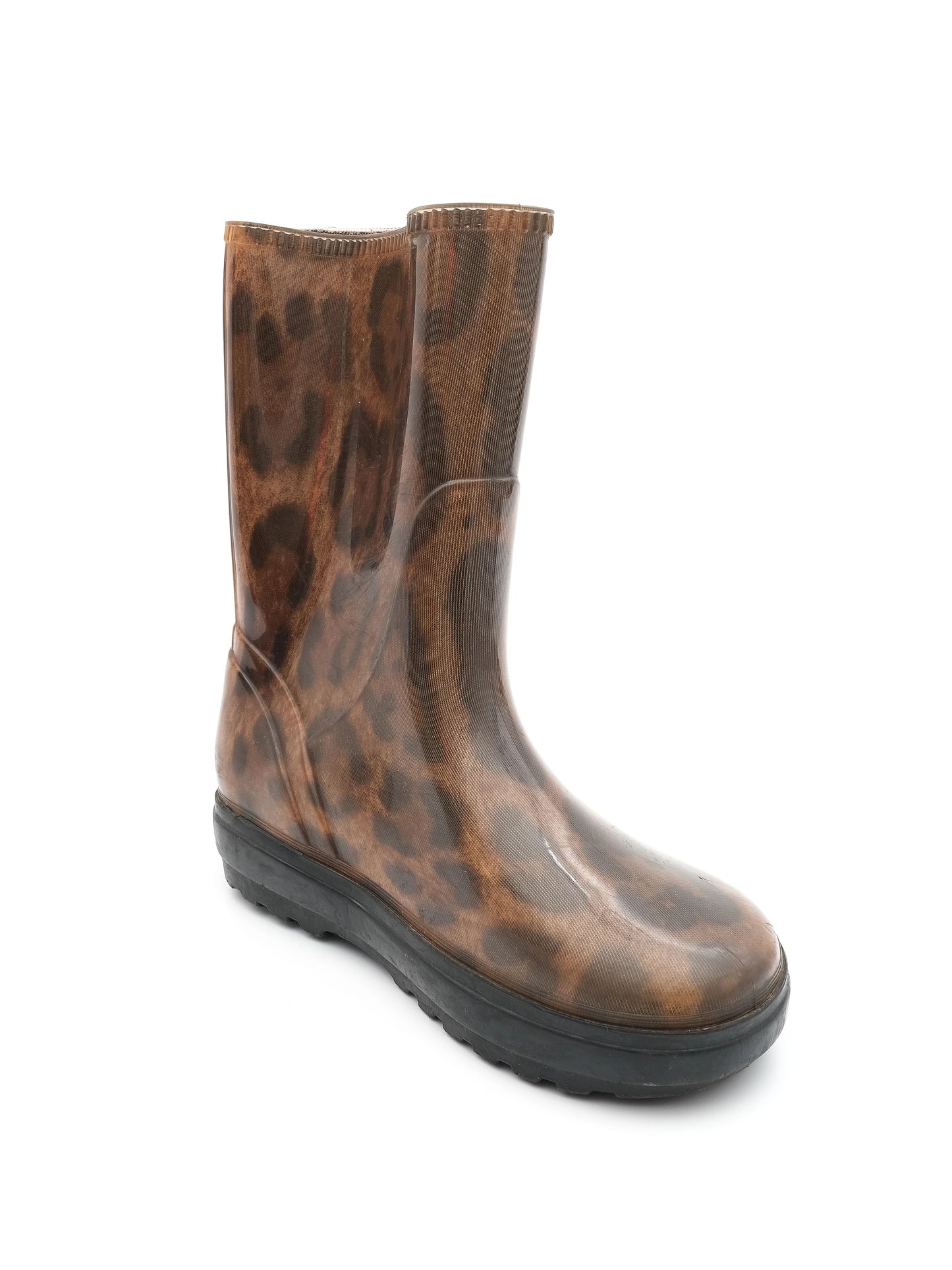 excellent dolce gabbana leopard print boots size 36 glossy finish