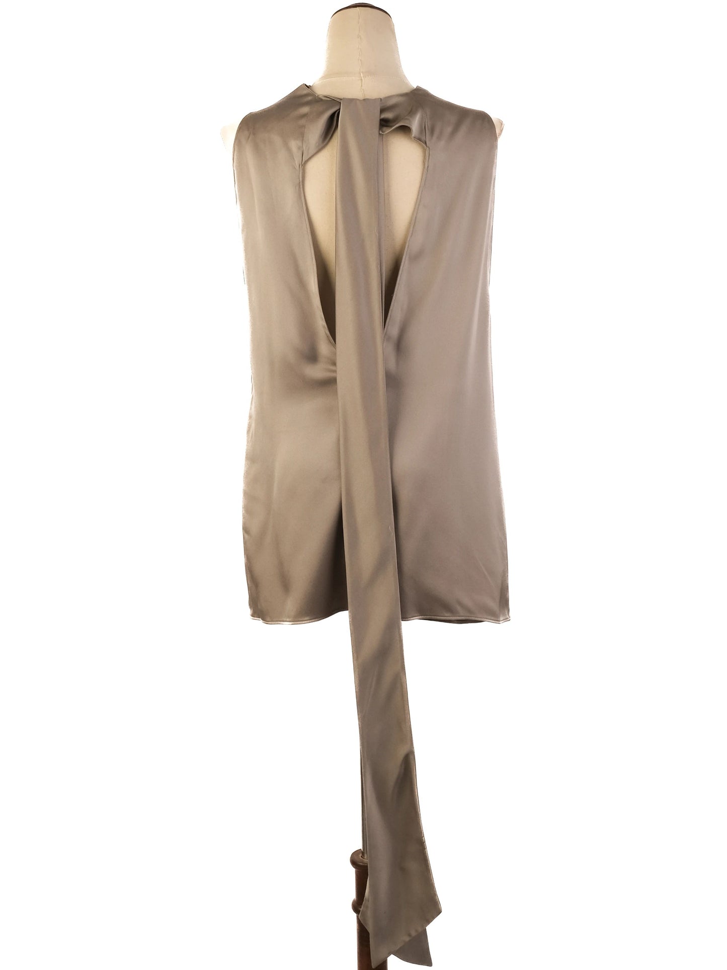 excellent tom ford gray silk top size l with open back detail