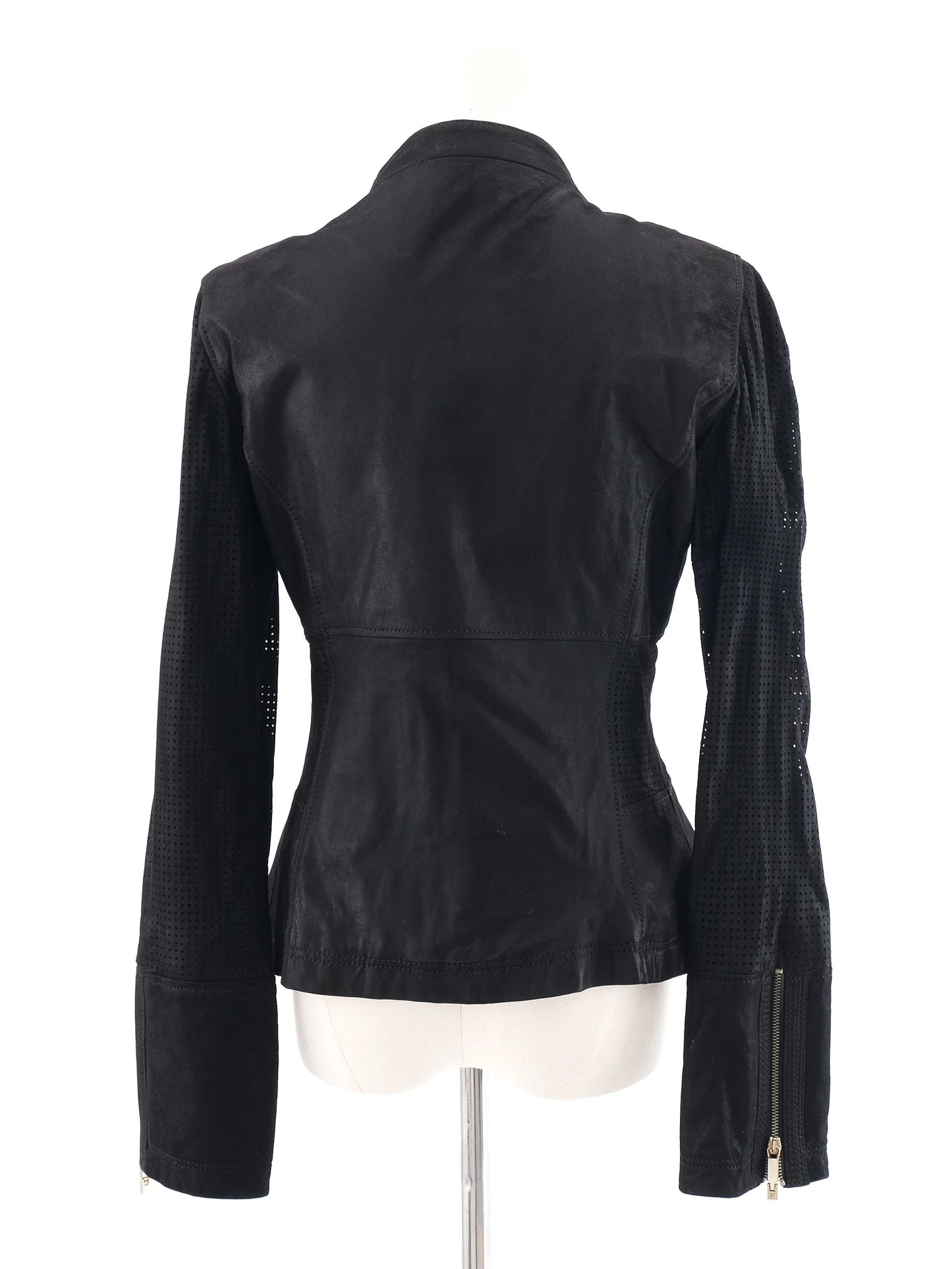 excellent ferre black wool jacket size xs with zipper details