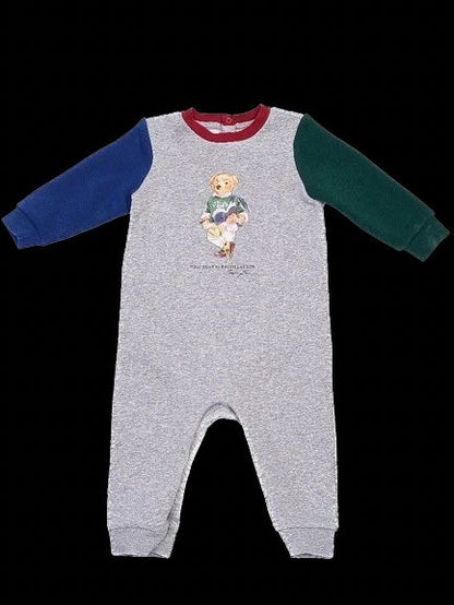 Ralph Lauren Gray Cotton Bear Jumpsuit for Kids Size 9 Months