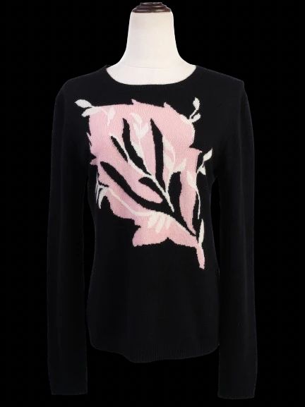 excellent max&co black sweater m 100% cashmere abstract design