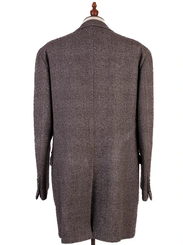 excellent feru gray wool double-breasted overcoat for men
