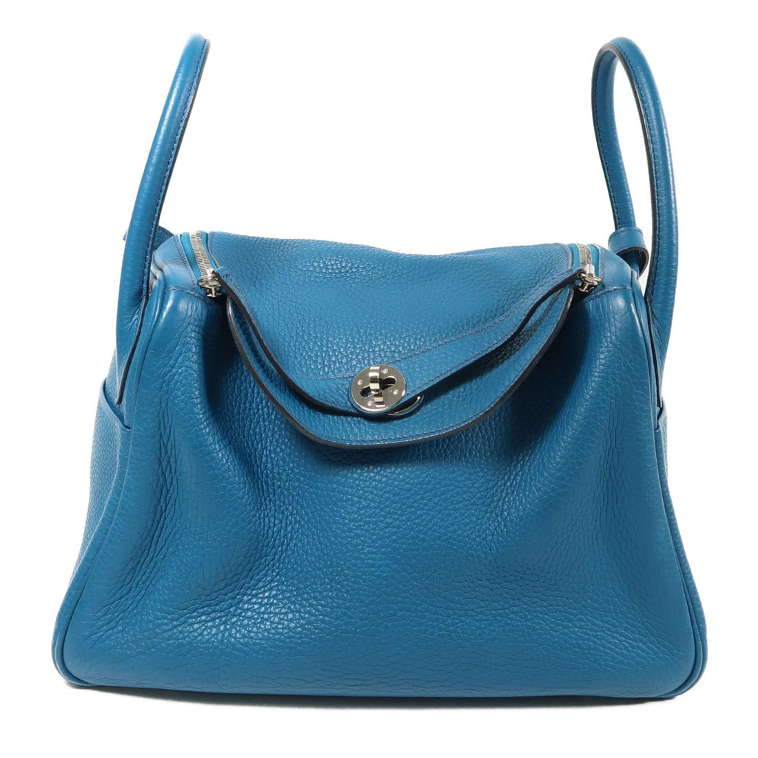 Hermes Clemence Leather Lindy 30 Silver Hand-turn Shoulder Bag