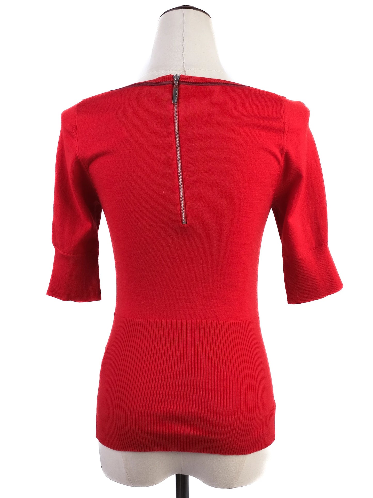 excellent karen millen red wool sweater size xs with zipper detail