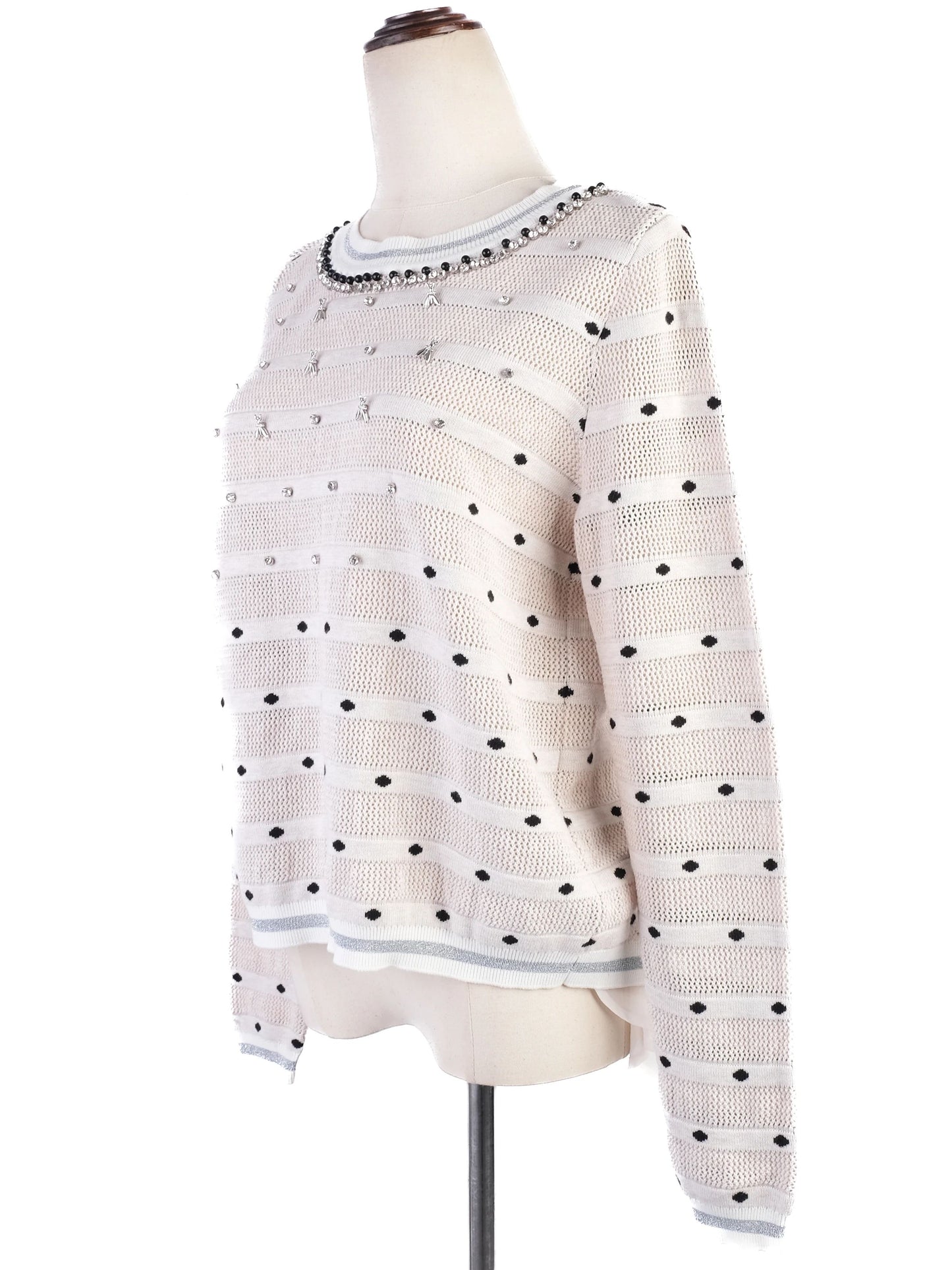 excellent patrizia pepe gray viscose sweater size m with decorative details