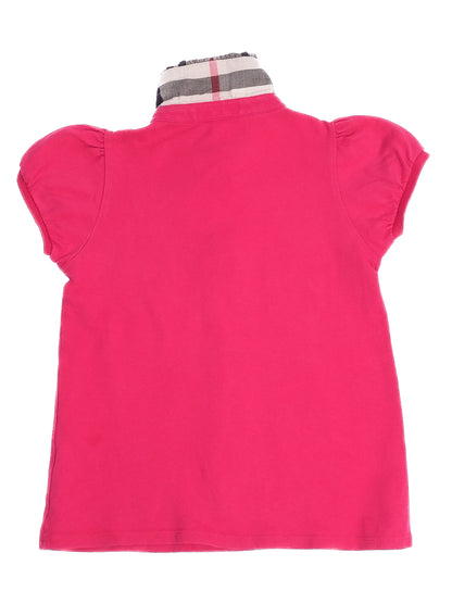 EXCELLENT Burberry Kids Pink Short-Sleeve Top Size 6 Checked Collar