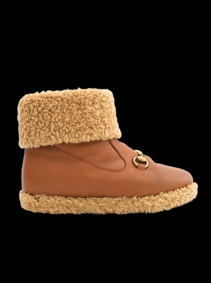 Excellent Gucci Kids Shoes Orange Leather Size 32 with Fleece Lining