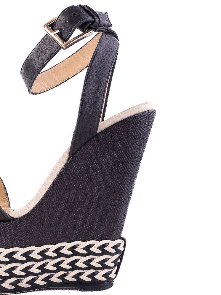 average condition elisabetta franchi black wedge sandals size 37