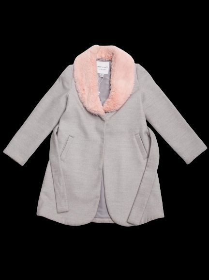 Good Janie and Jack Gray Coat with Pink Faux Fur Collar Size 5,5