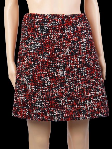 new dior red silk skirt size s with textured pattern
