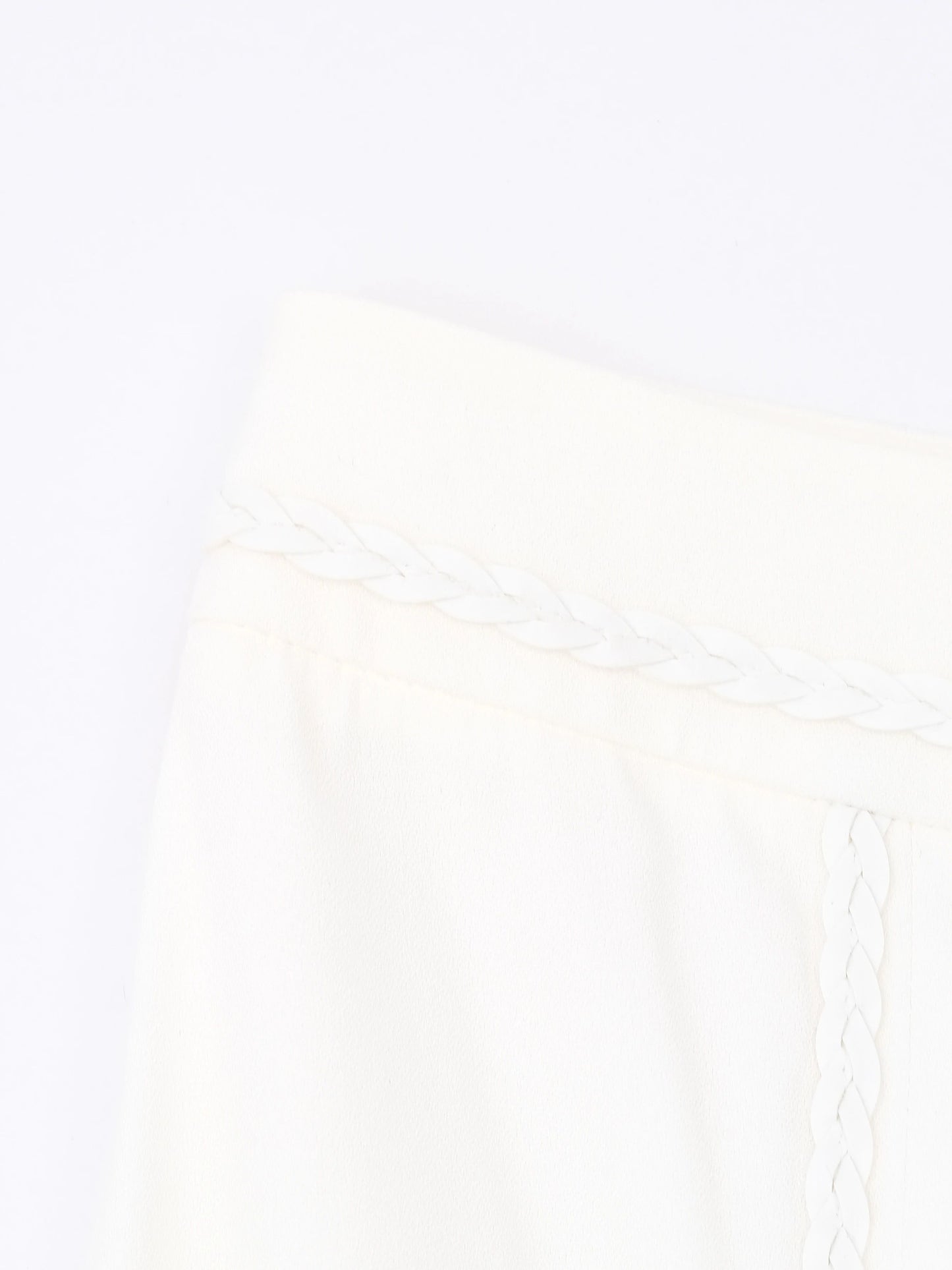excellent bessini white viscose women's skirt size s with braided trim
