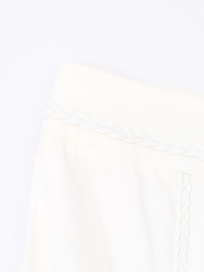 Excellent Bessini White Viscose Women's Skirt Size S with Braided Trim